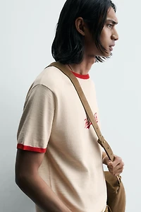 CONTRAST KNIT TEXT T-SHIRT