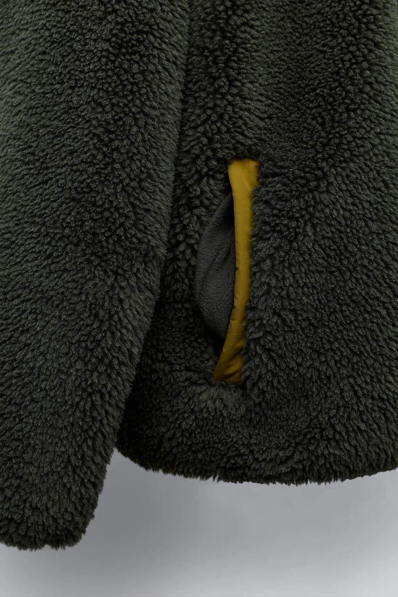 BLOUSON EFFET MOUTON COLOR BLOCK