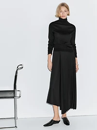 Asymmetric box pleat skirt