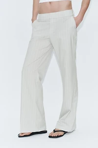 LOW-RISE STRIPED STRAIGHT LEG PANTS
