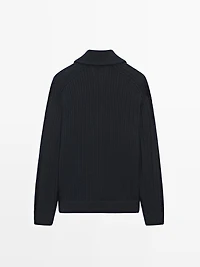 Cardigan en maille torsadée zippé coton