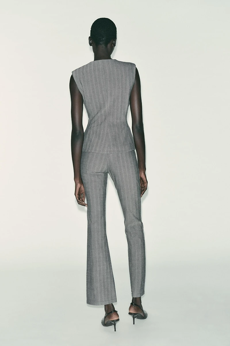 HERRINGBONE FLARE LEGGINGS WITH BELT