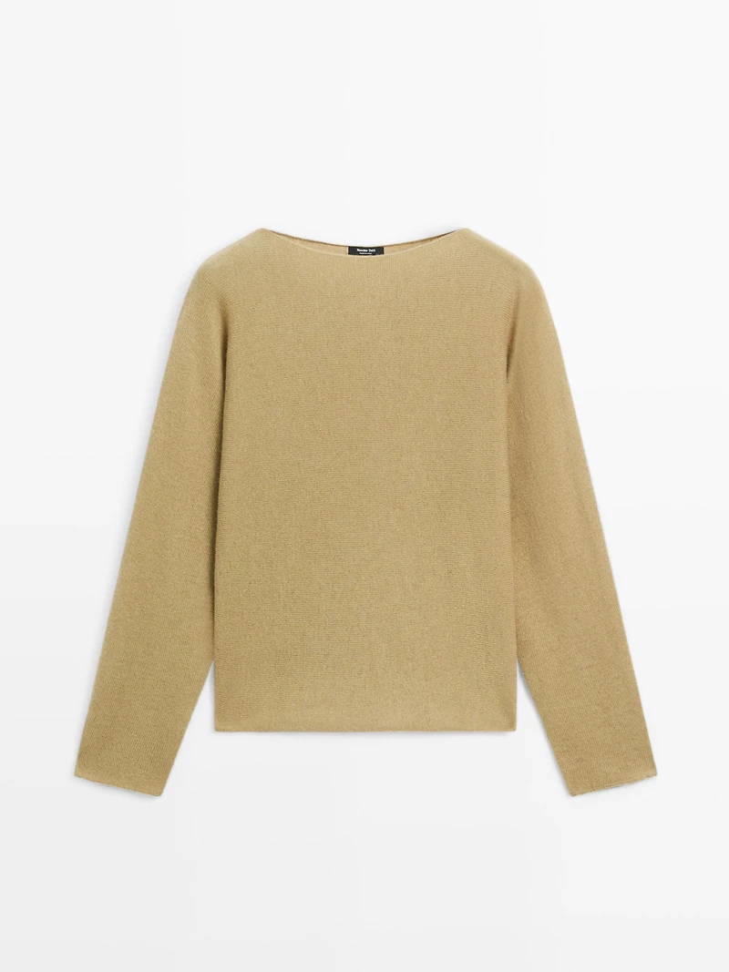 Boat neck knit sweater