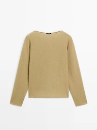 Boat neck knit sweater