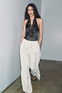 PANTALON LARGE À RAYURES ZW COLLECTION