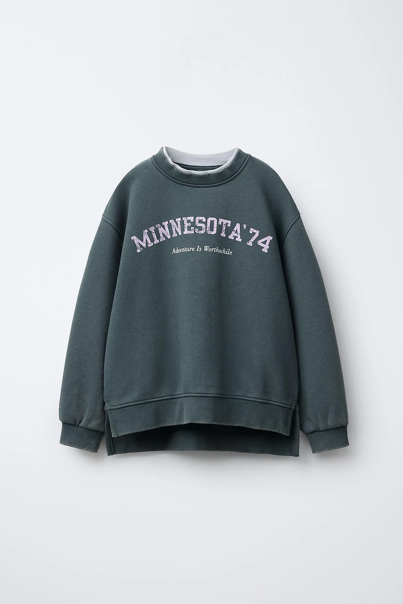 TEXT SWEATSHIRT AND RIBBED LEGGINGS SET