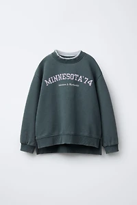 TEXT SWEATSHIRT AND RIBBED LEGGINGS SET