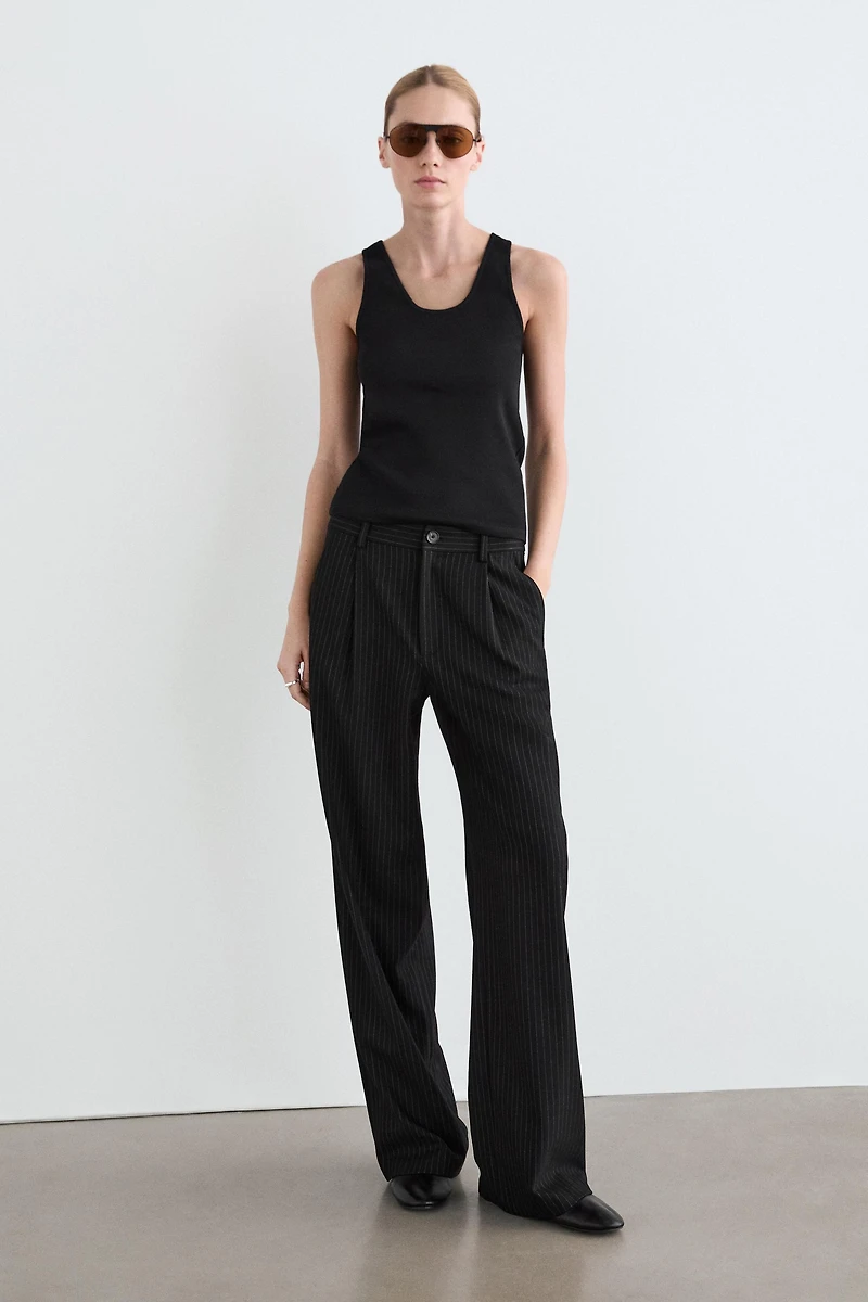 Pinstripe wide-leg trousers