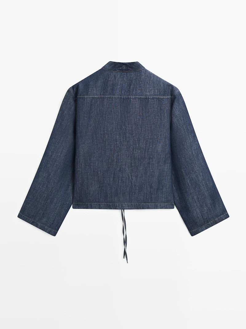 Total look linen blend denim shirt