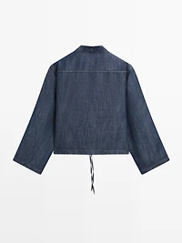 Total look linen blend denim shirt