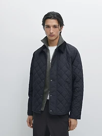 Veste matelassée col en velours côtelé