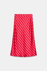 STRIPED SATIN MIDI SKIRT