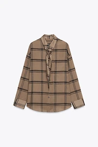 PLAID SCARF COLLAR SHIRT ZW COLLECTION