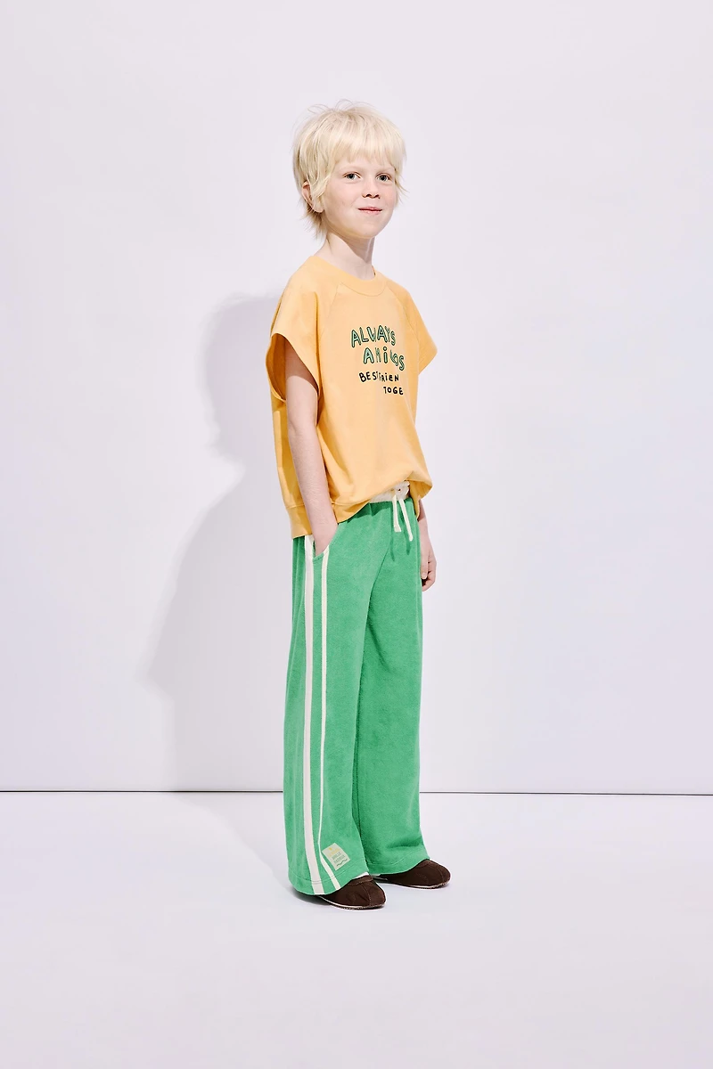 WIDE LEG TOWEL EFFECT PANTS