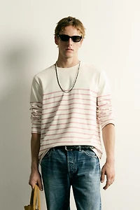 RELAXED FIT JACQUARD STRIPE T-SHIRT