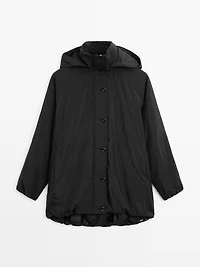 Water-repellent padded parka with high neck