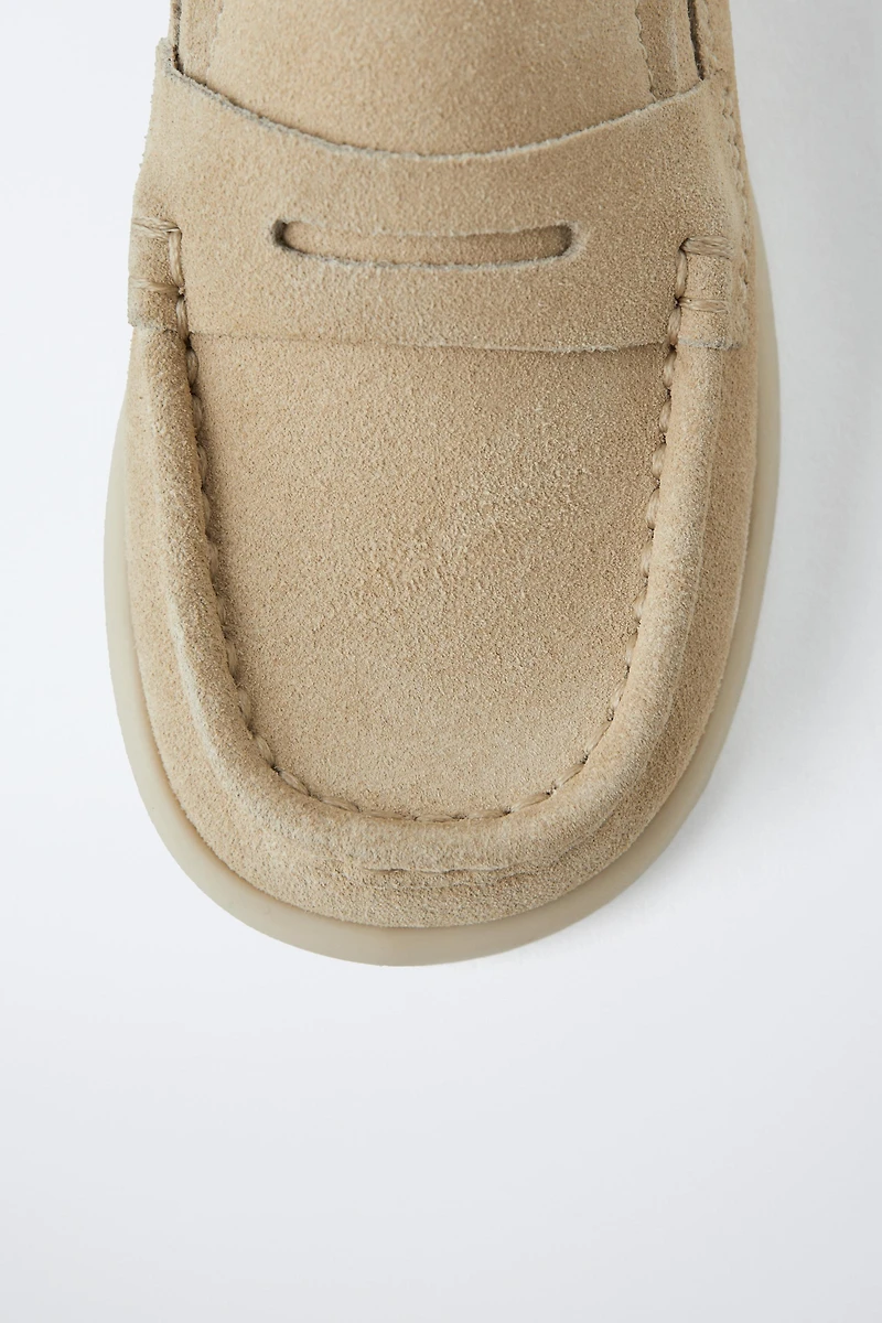 SADDLE SPLIT LEATHER LOAFERS