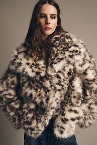 ANIMAL PRINT FAUX FUR JACKET ZW COLLECTION