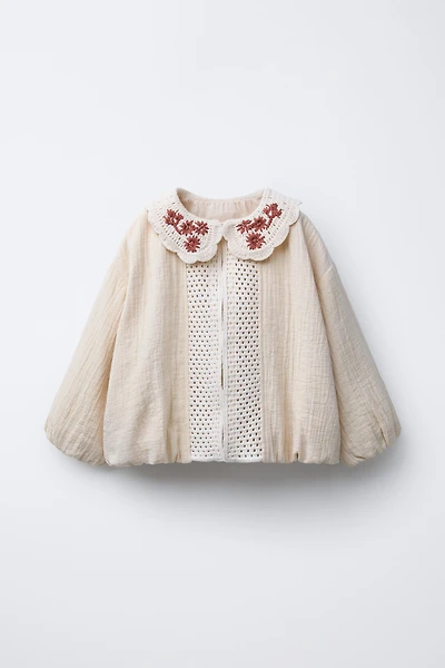 CROCHET KNIT COLLAR JACKET