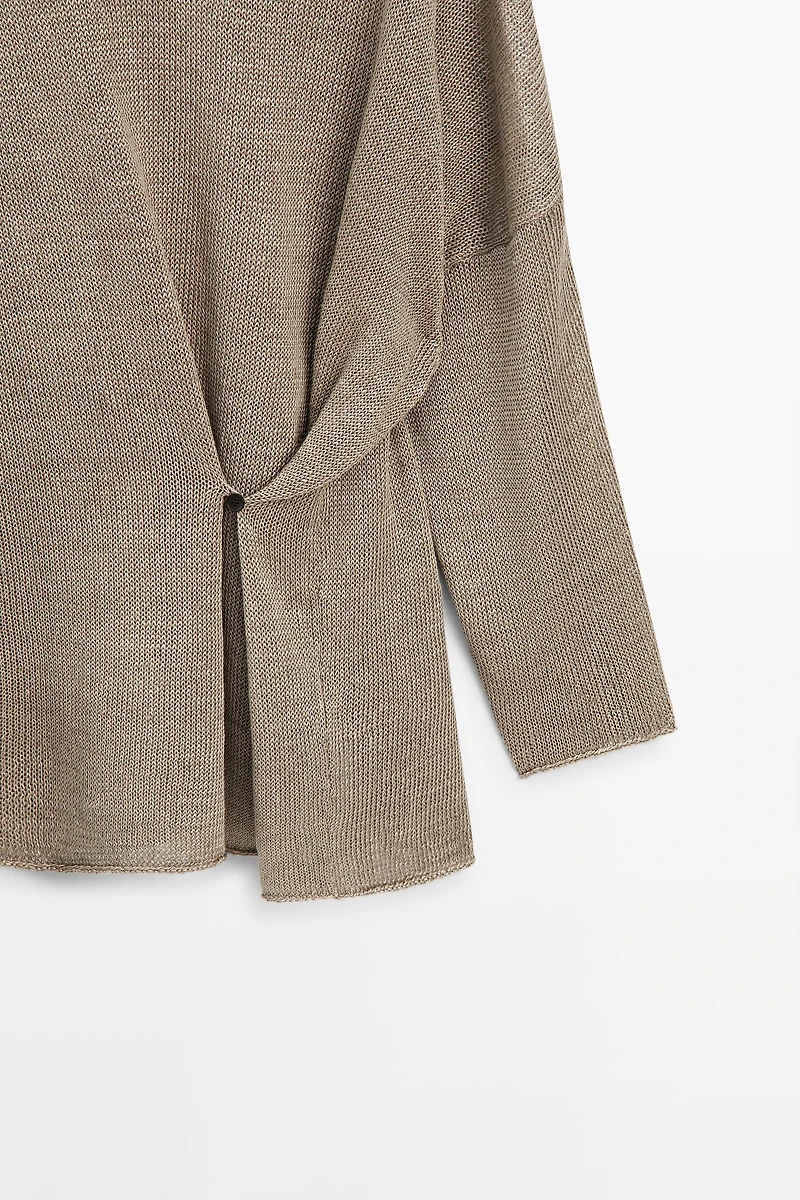 Pull en maille oversize boutonné lin