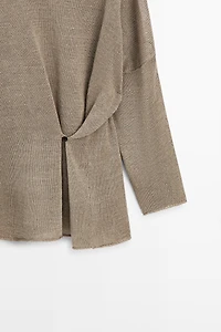 Pull en maille oversize boutonné lin