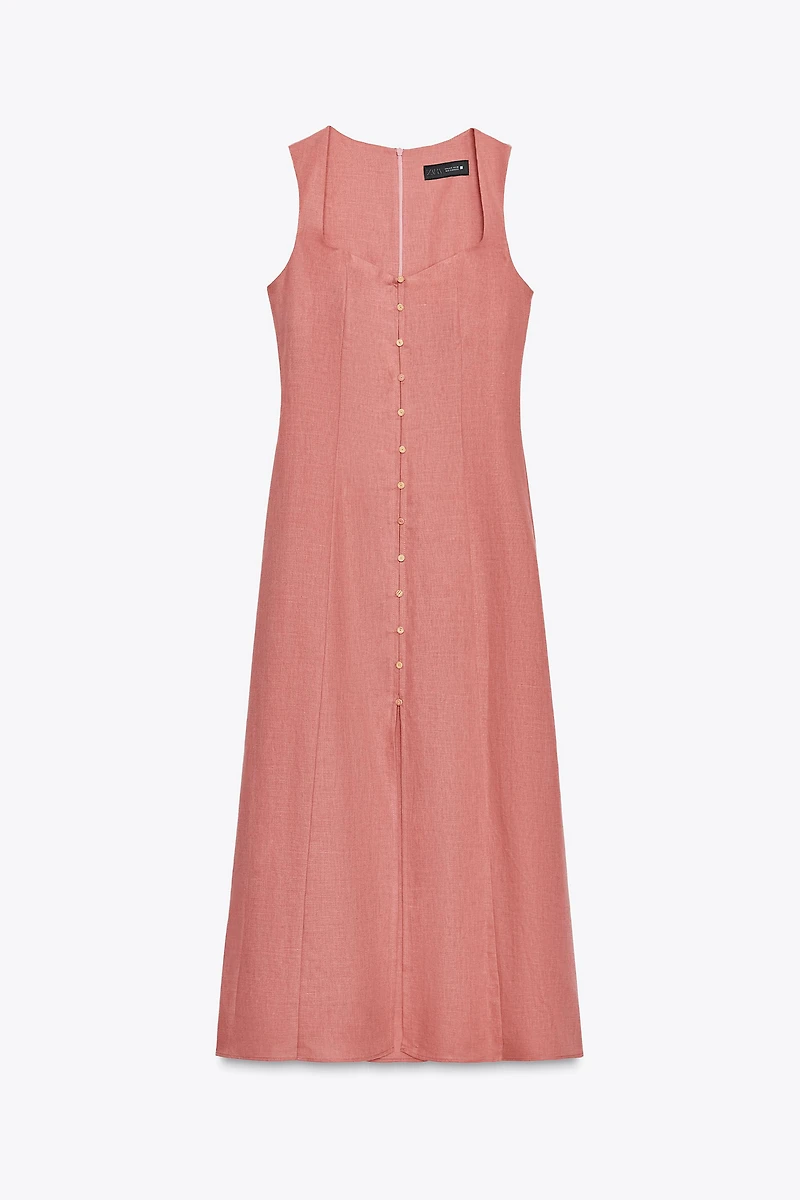 LINEN MIDI DRESS