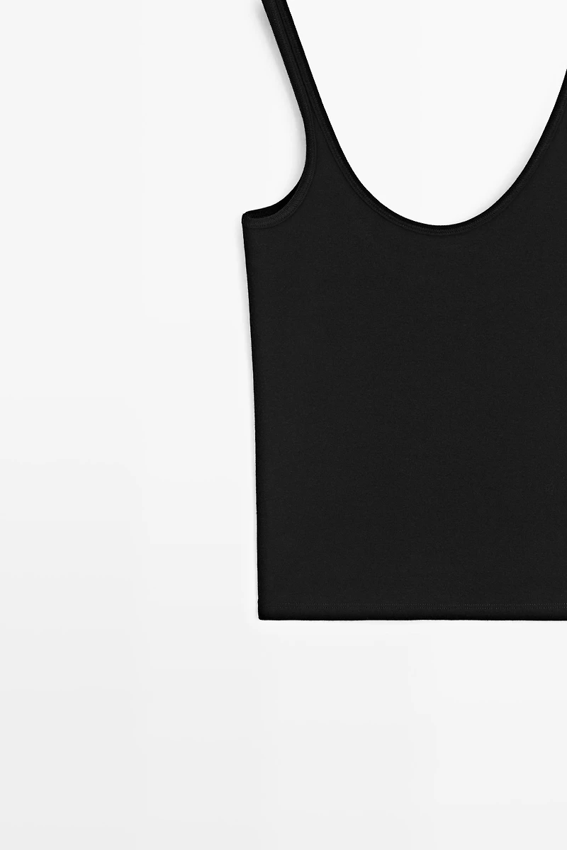 Strappy cotton blend top