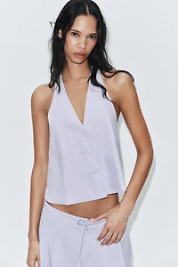 BUTTONED LINEN VEST