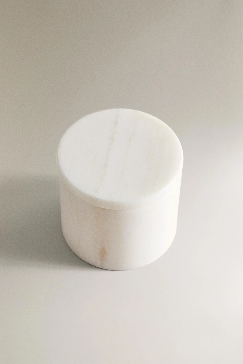 WHITE MARBLE BATHROOM JAR WITH LID