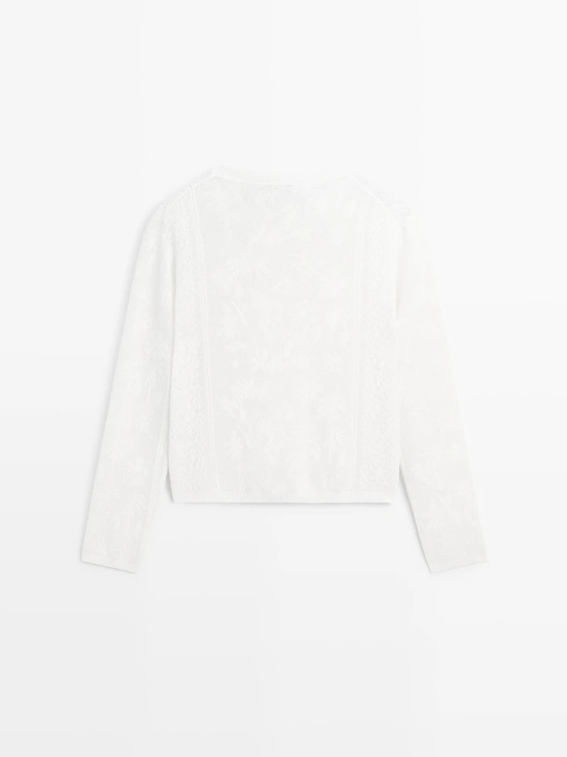 Long sleeve openwork cardigan