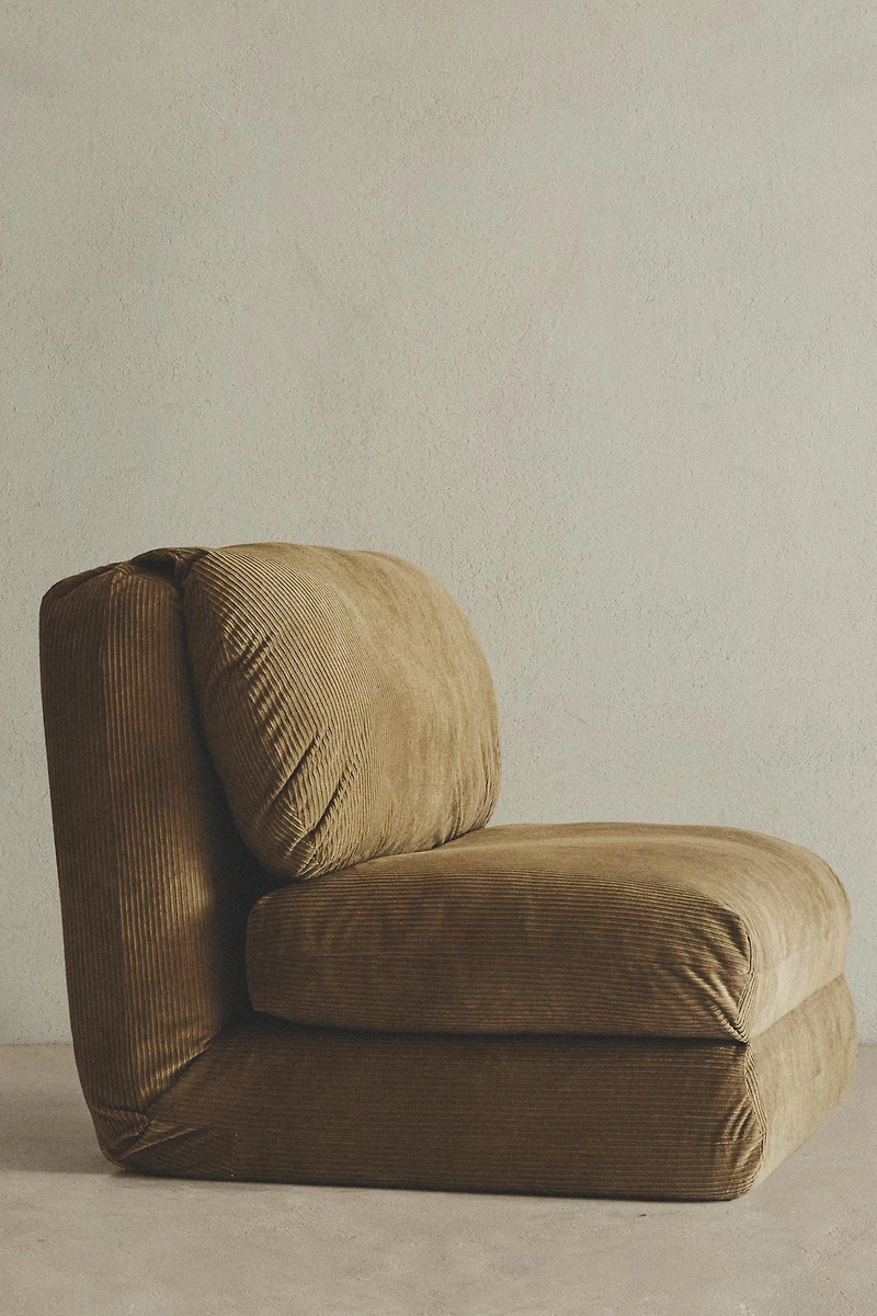 CORDUROY FOLDING LOUNGE CHAIR