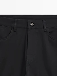 Slim-fit lightweight textured weave denim trousers