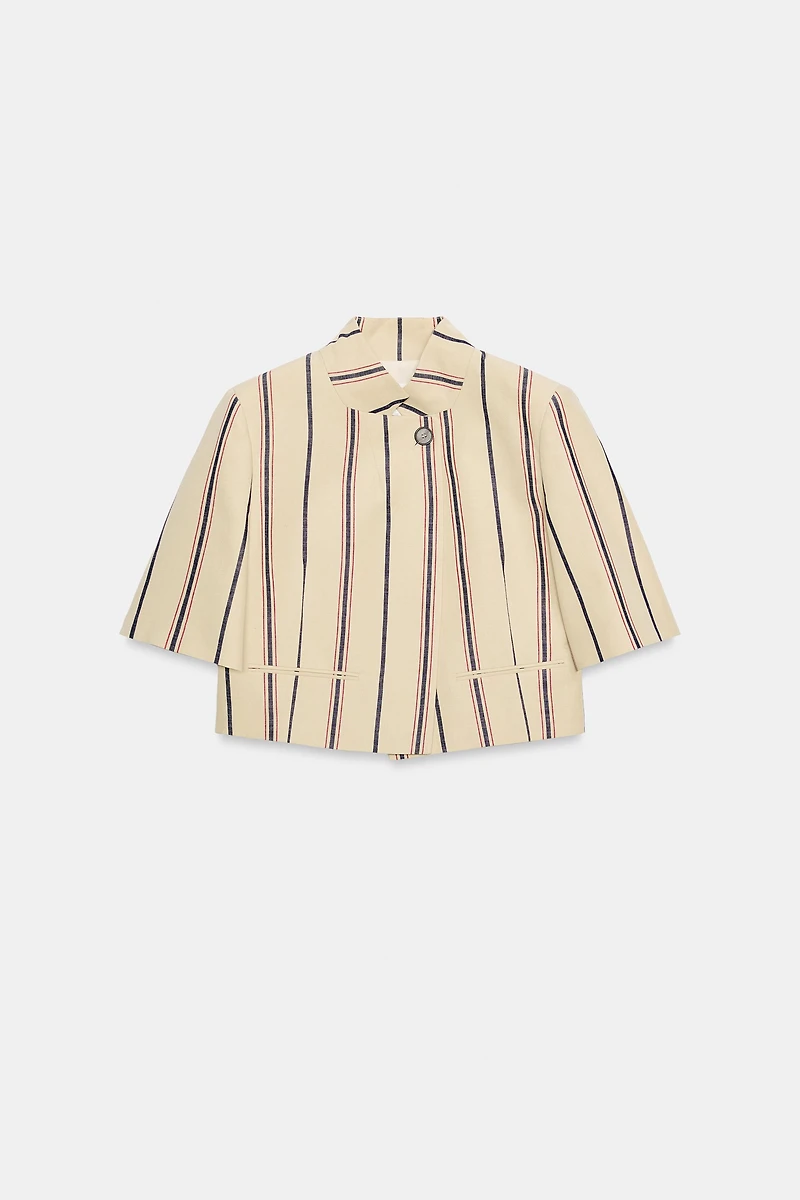 ZW COLLECTION CROPPED STRIPED BLAZER