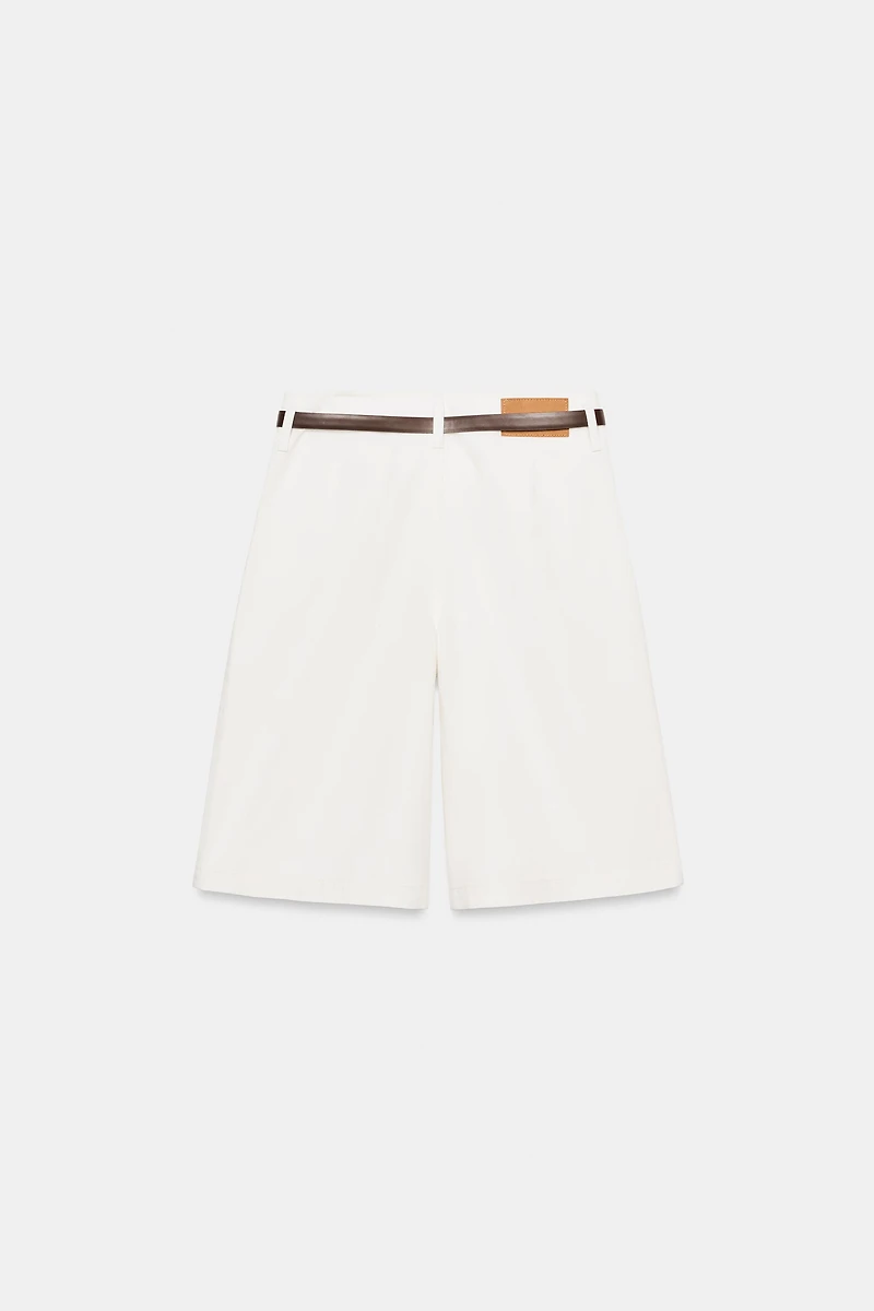 PLEATED BELTED SHORTS
