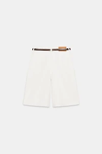 PLEATED BELTED SHORTS
