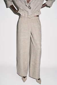 HEATHERED WIDE LEG PANTS