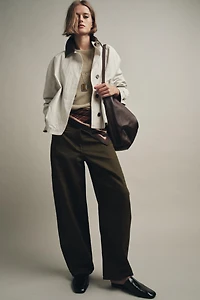 ZW COLLECTION FAUX LEATHER COLLAR SHORT TRENCH COAT