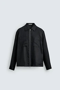 100% LINEN ZIP-UP OVERSHIRT