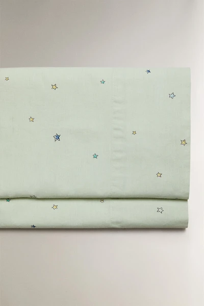 KIDS' COTTON STAR PRINT FLAT SHEET