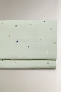 KIDS' COTTON STAR PRINT FLAT SHEET