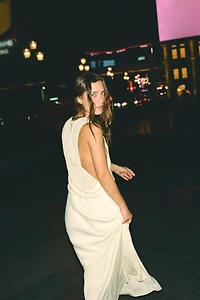 COMBINATION SATIN EFFECT LONG DRESS