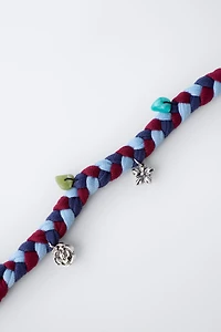 BRAIDED NECKLACE WITH FLOWER PENDANTS
