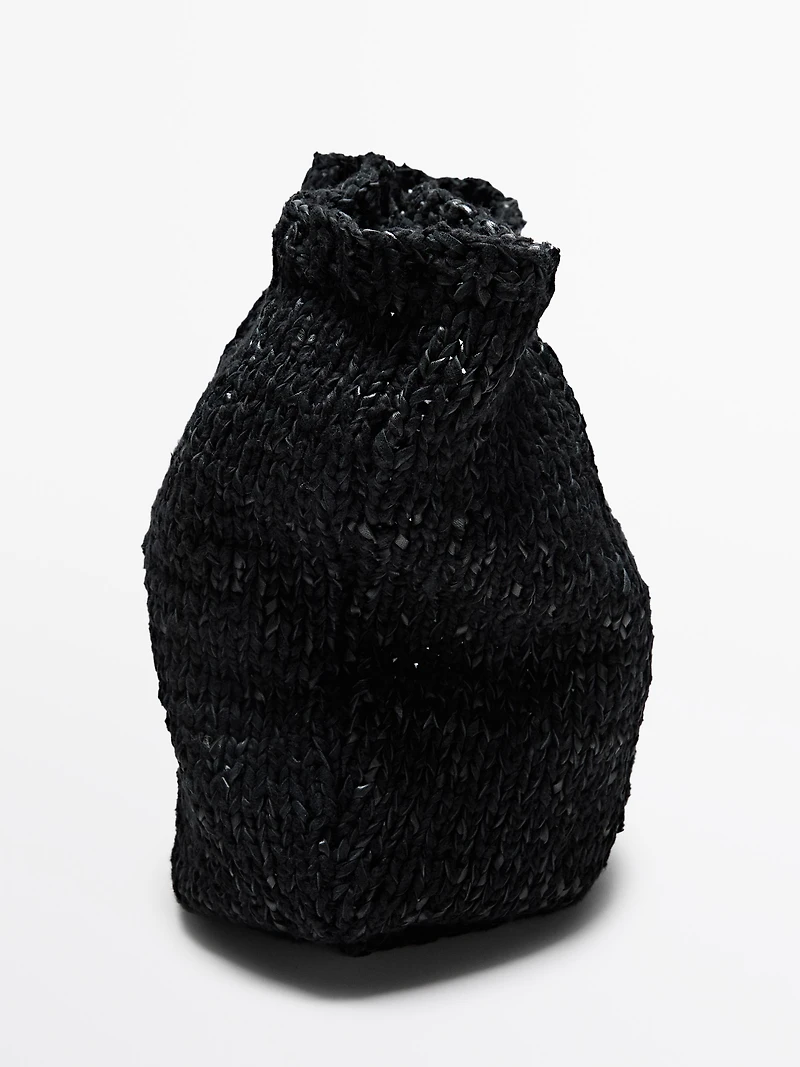 Mid-size crochet knit leather bag - LIMITED