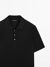 Cotton blend knit polo shirt