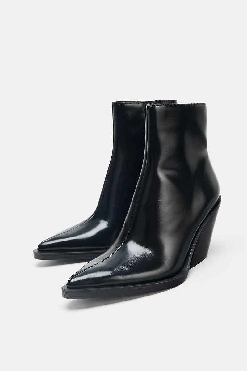 COWBOY HEELED ANKLE BOOTS