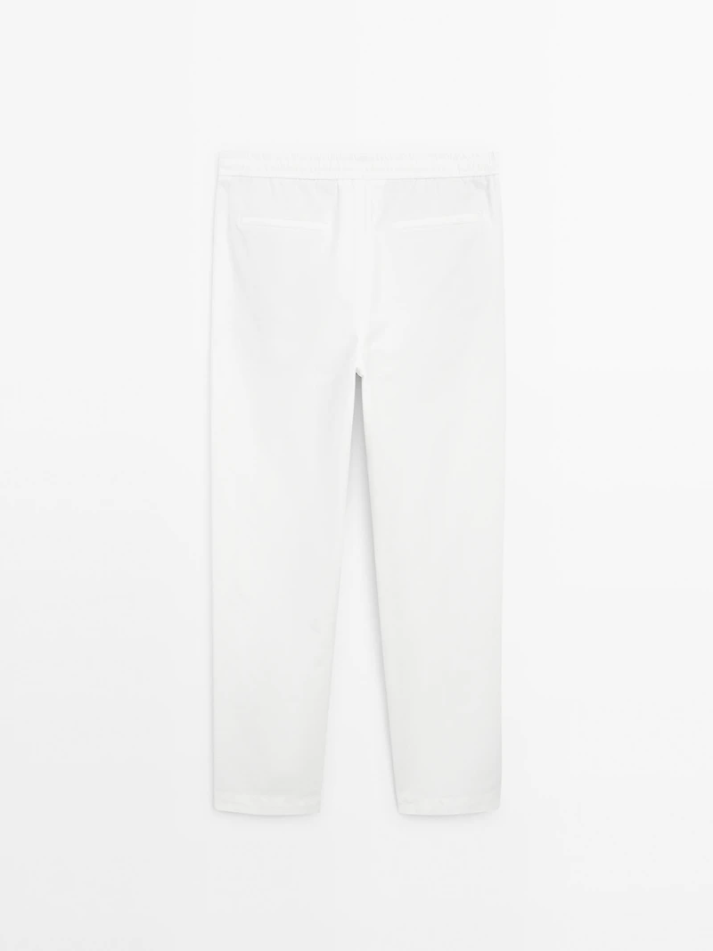 Cotton blend jogger fit trousers