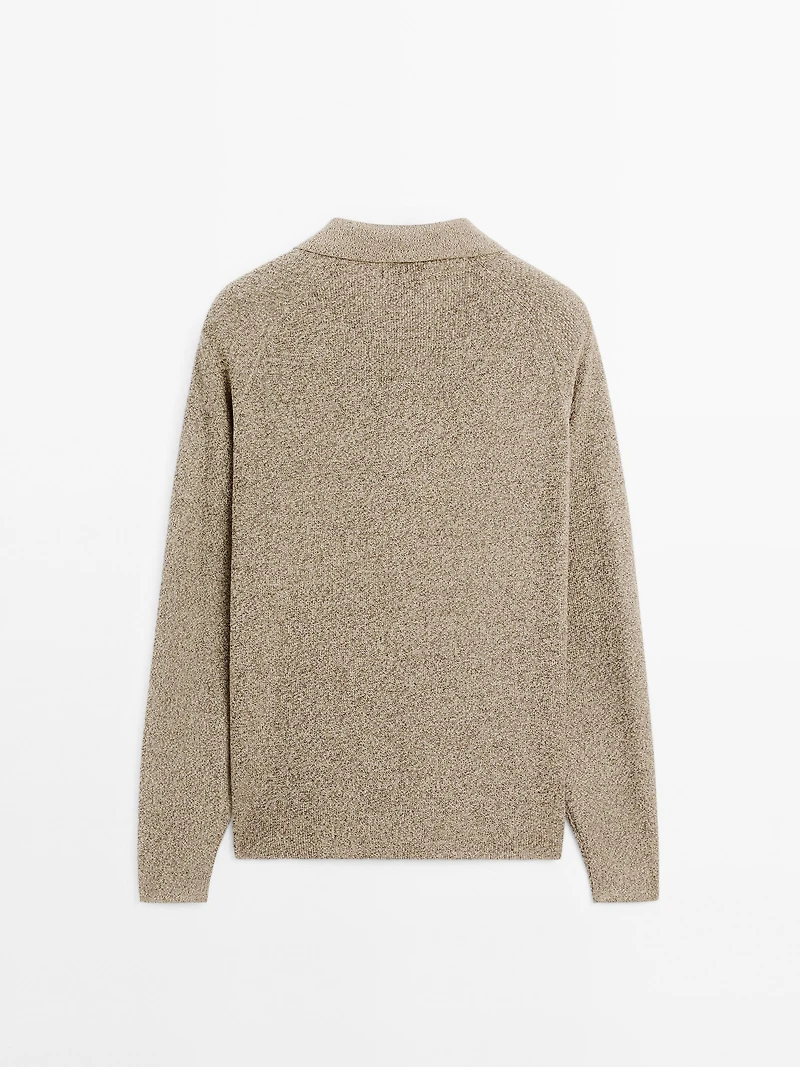 100% cotton mouliné knit cardigan