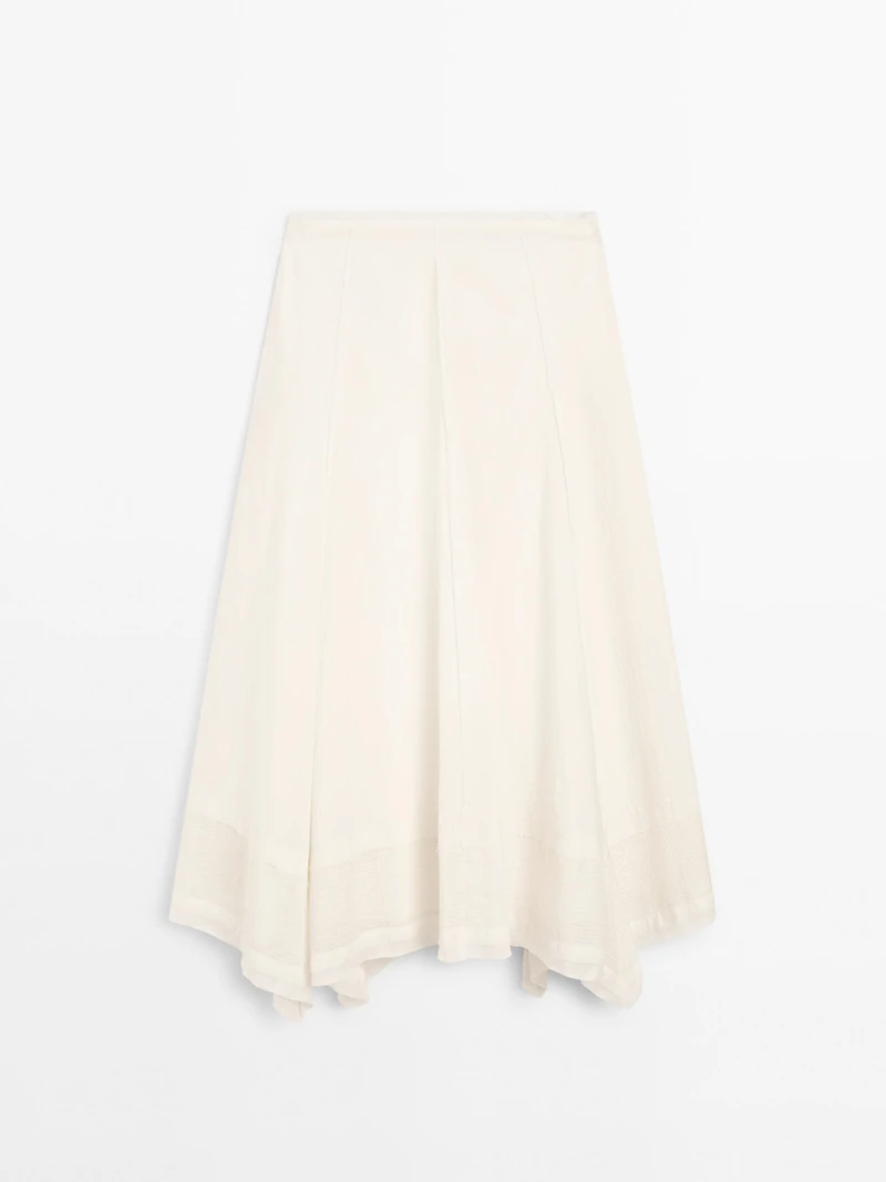 Cotton blend midi skirt with seam details