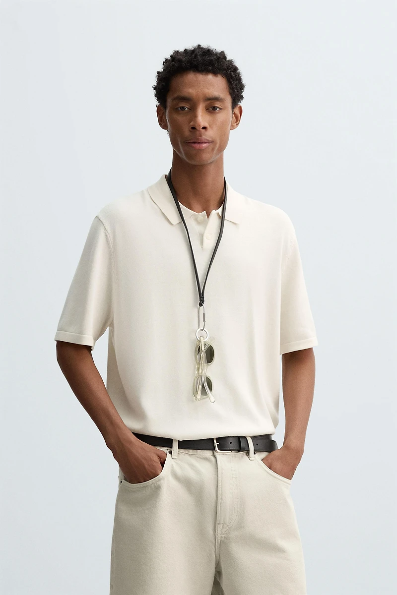 COTTON BLEND KNIT POLO SHIRT