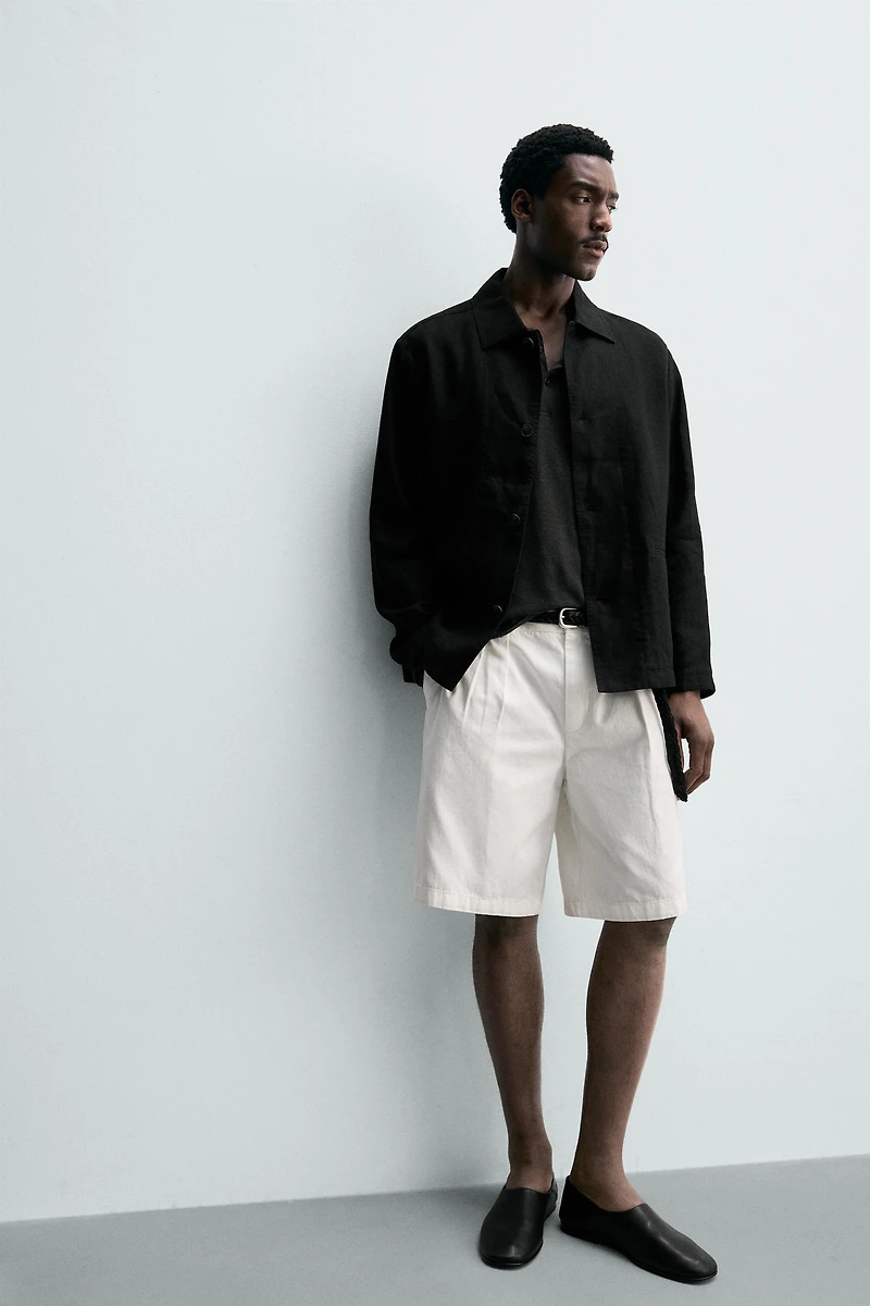 REGULAR FIT 100% LINEN OVERSHIRT